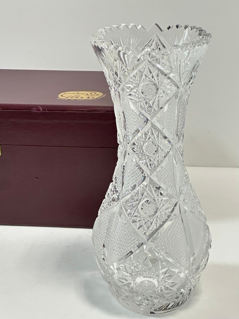Bohemia Glass ② 花瓶 花器 グラス チェコスロバキア フラワーベース インテリア ボヘミアグラス ☆ちょこオク☆雑貨80_画像1