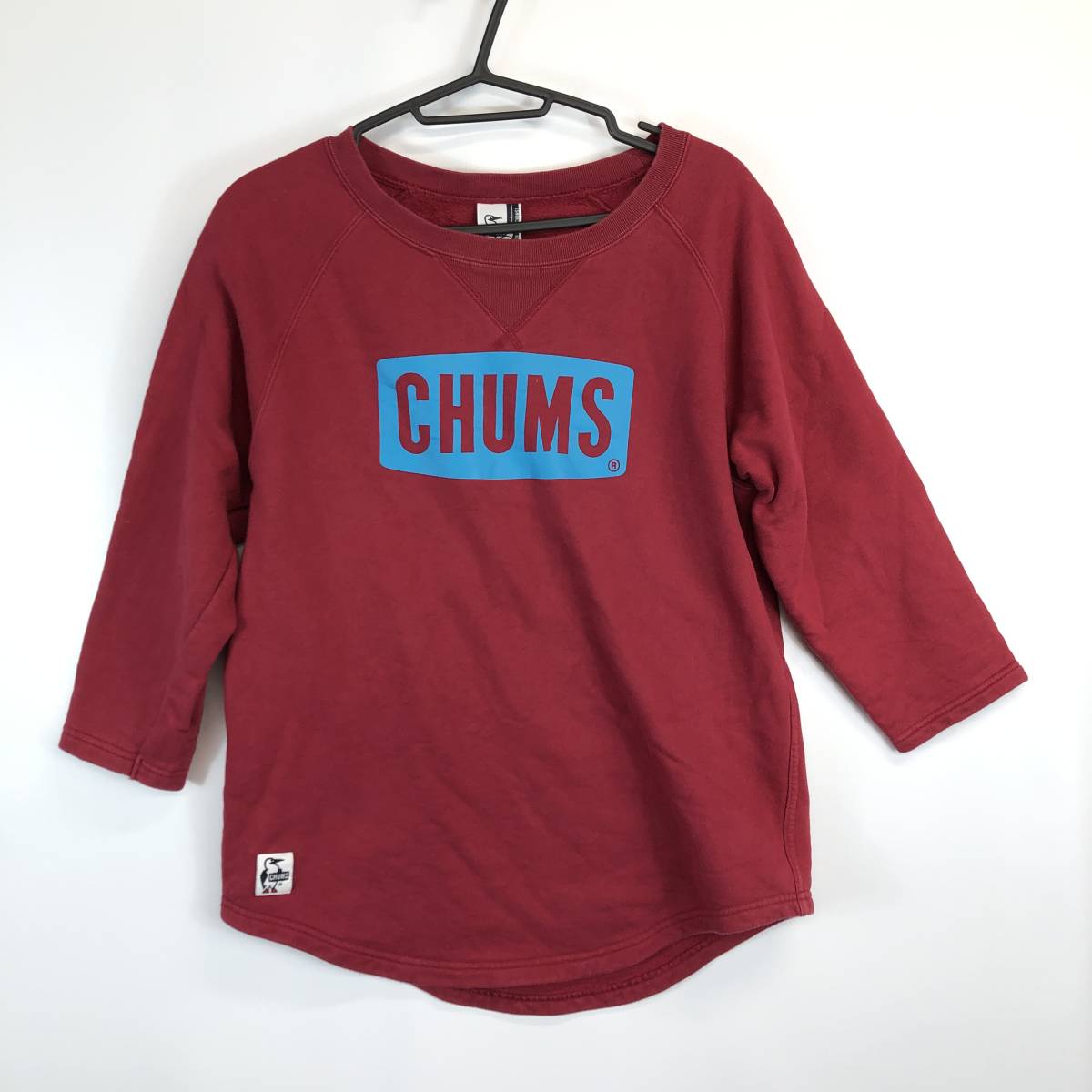 チャムス CHUMS スウェットシャツ Sサイズ マルーン コットン 7分袖