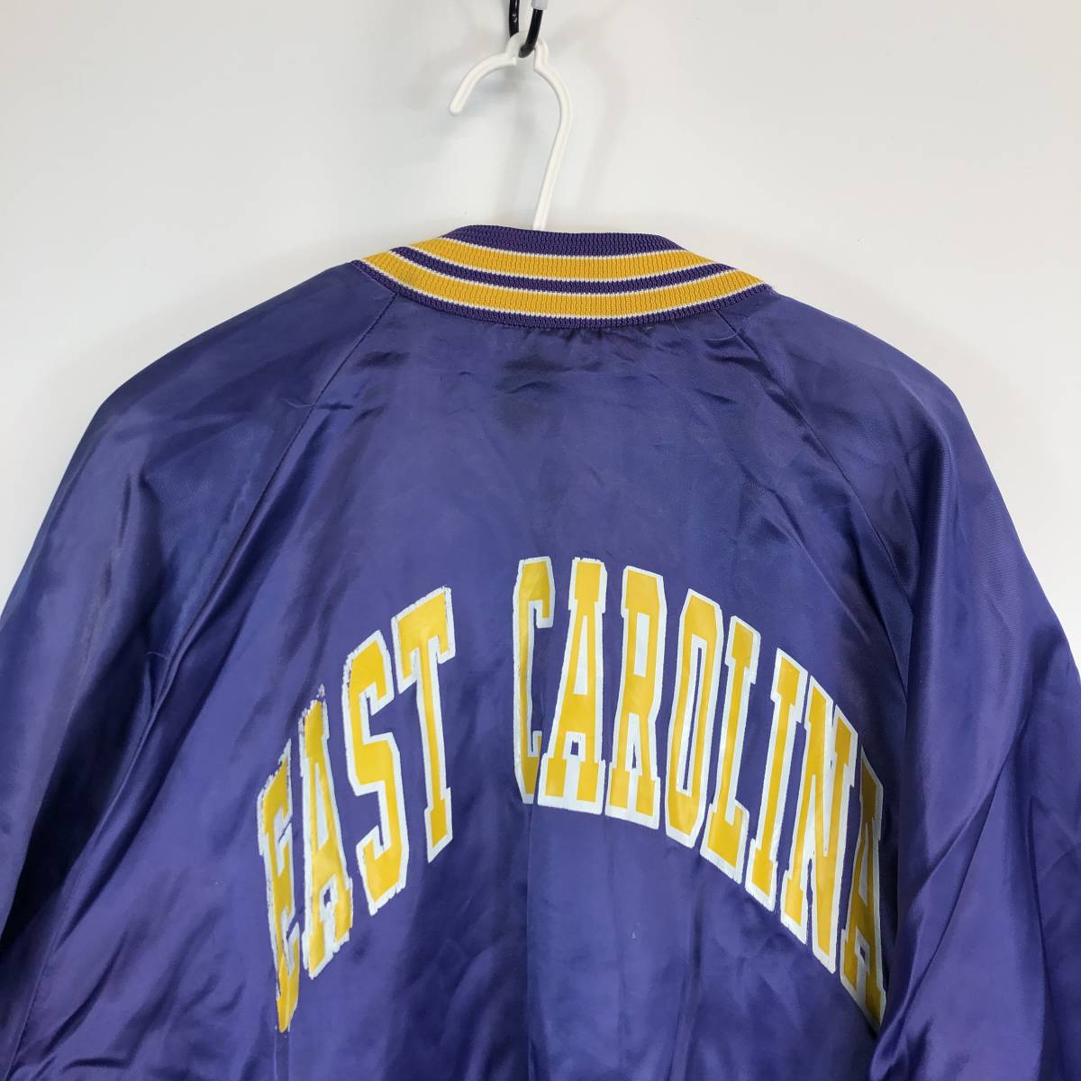 90s USA製 CHALK LINE (チョークライン) スタジャン パープル ナイロン Lサイズ East Carolina University