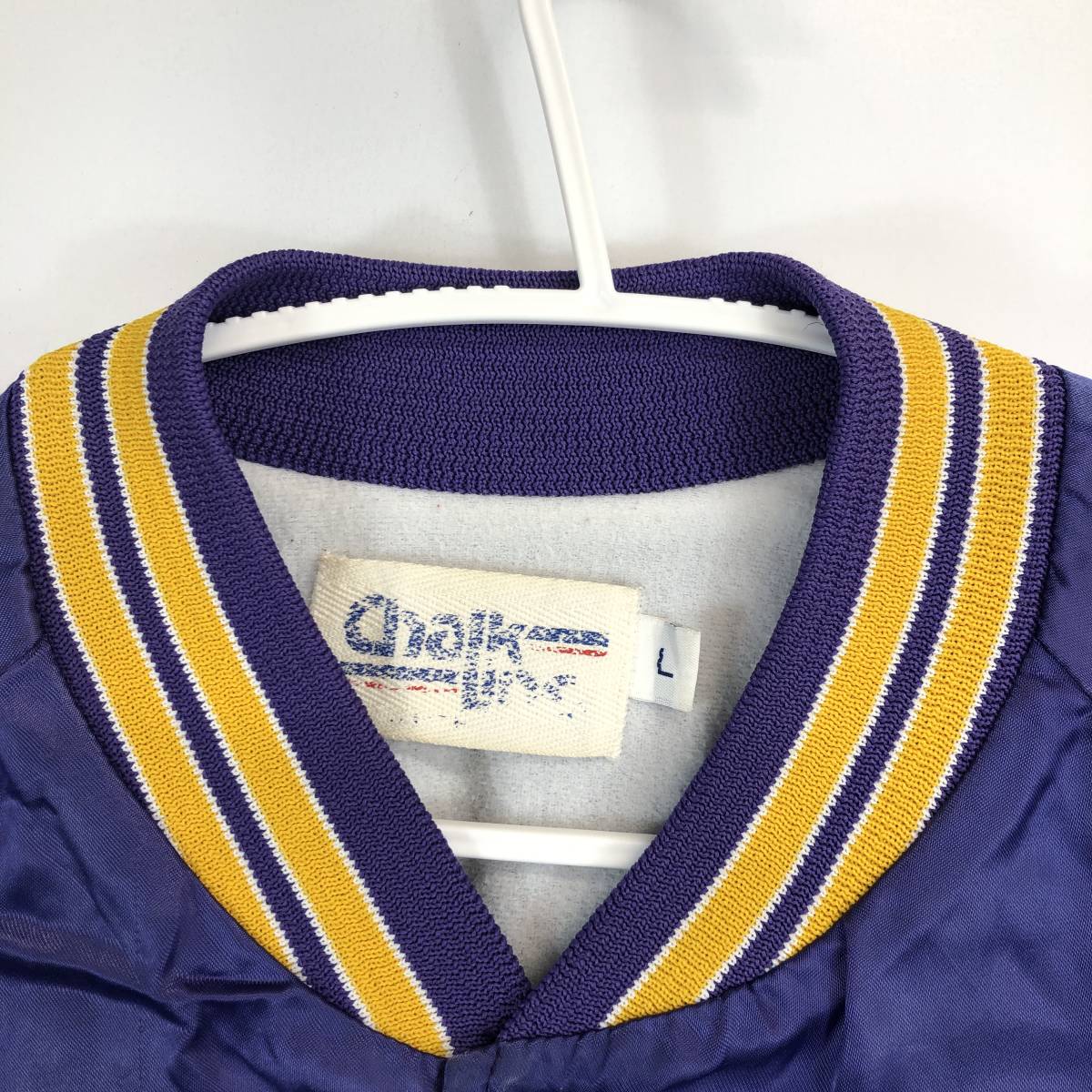 90s USA製 CHALK LINE (チョークライン) スタジャン パープル ナイロン Lサイズ East Carolina University