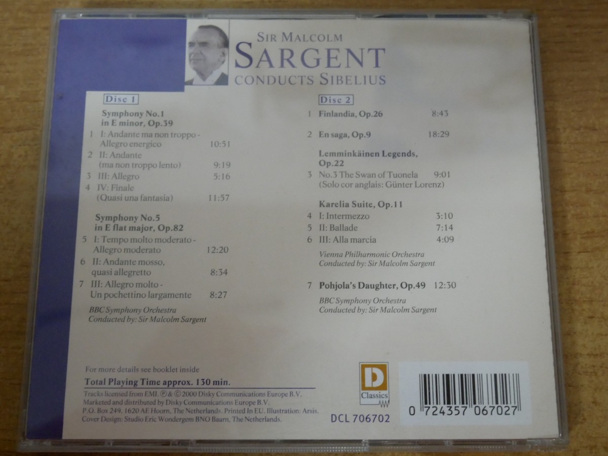 CDk-4042＜2枚組＞Sir Malcolm Sargent Conducts Sibelius / Sir Malcolm Sargent Conducts Sibelius_画像2