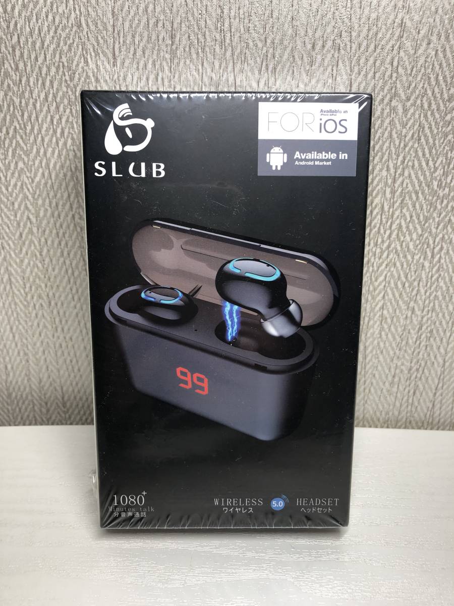 新品 未開封 SLuB ワイヤレス ヘッドセット イヤホン Bluetooth 5.0 カナル型 左右分離型 電話応答可能 microUSB端子充電 _画像1