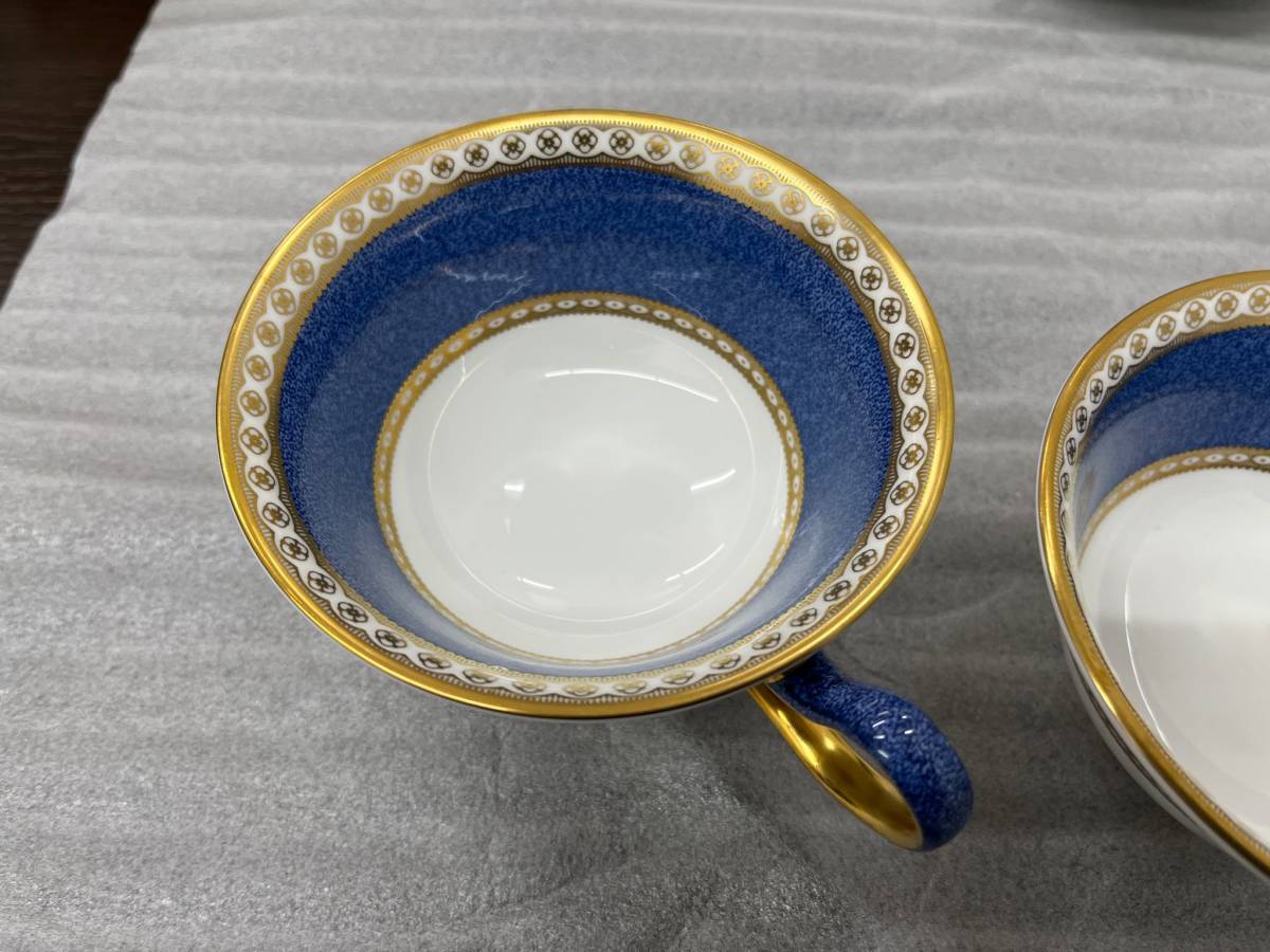 #89【中古美品】【WEDGWOOD】ウェッジウッド ユーランダーパウダーブルー ティーカップ＆ソーサー2客セット（ピオニー）_画像8