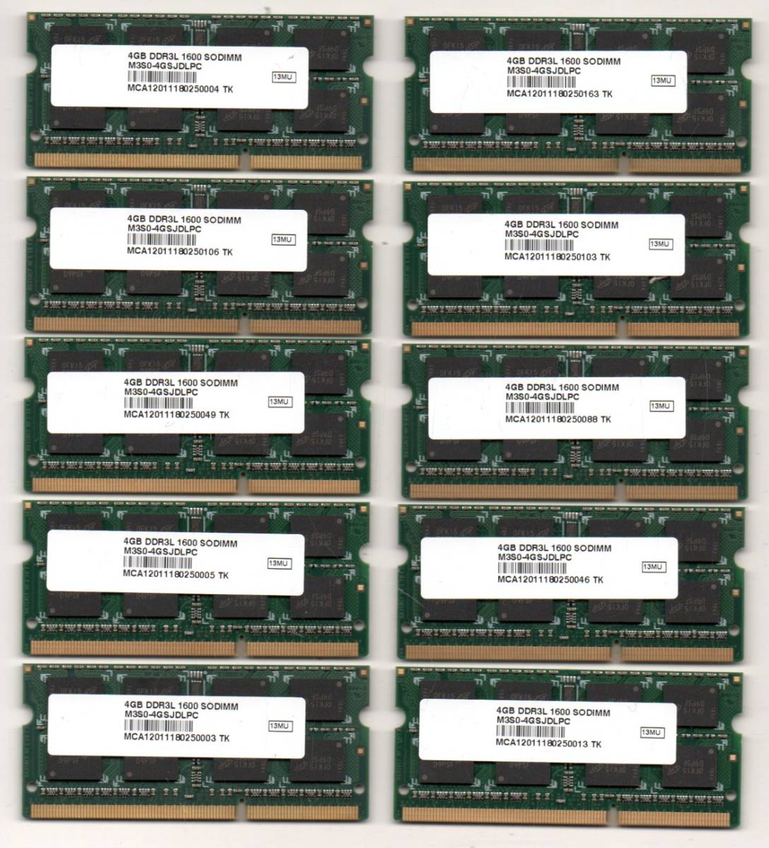 ELECOM ☆ ノート用メモリ　DDR3L-1600 (PC3L-12800)　4GB×10枚セット ☆ 両面16枚チップ ☆_画像2