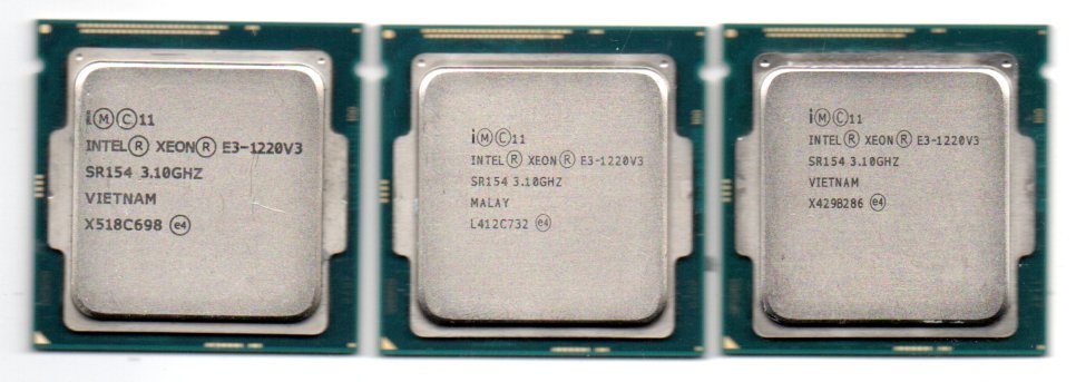 Intel ☆ XEON　E3-1220V3　SR154　3個セット ☆ 3.10GHz (3.50GHz)／8MB／5GT/s　4コア ★ ソケットFCLGA1150 ★_画像1