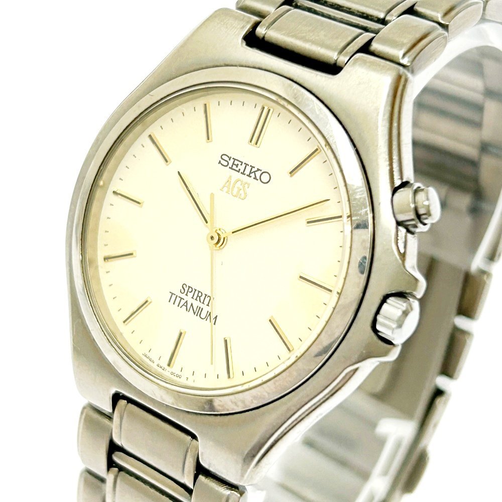 【1円スタート】SEIKO セイコー 4M21-0B50 スピリット AGS チタン アイボリー文字盤 クオーツ メンズ腕時計 ジャンク 228722_画像2