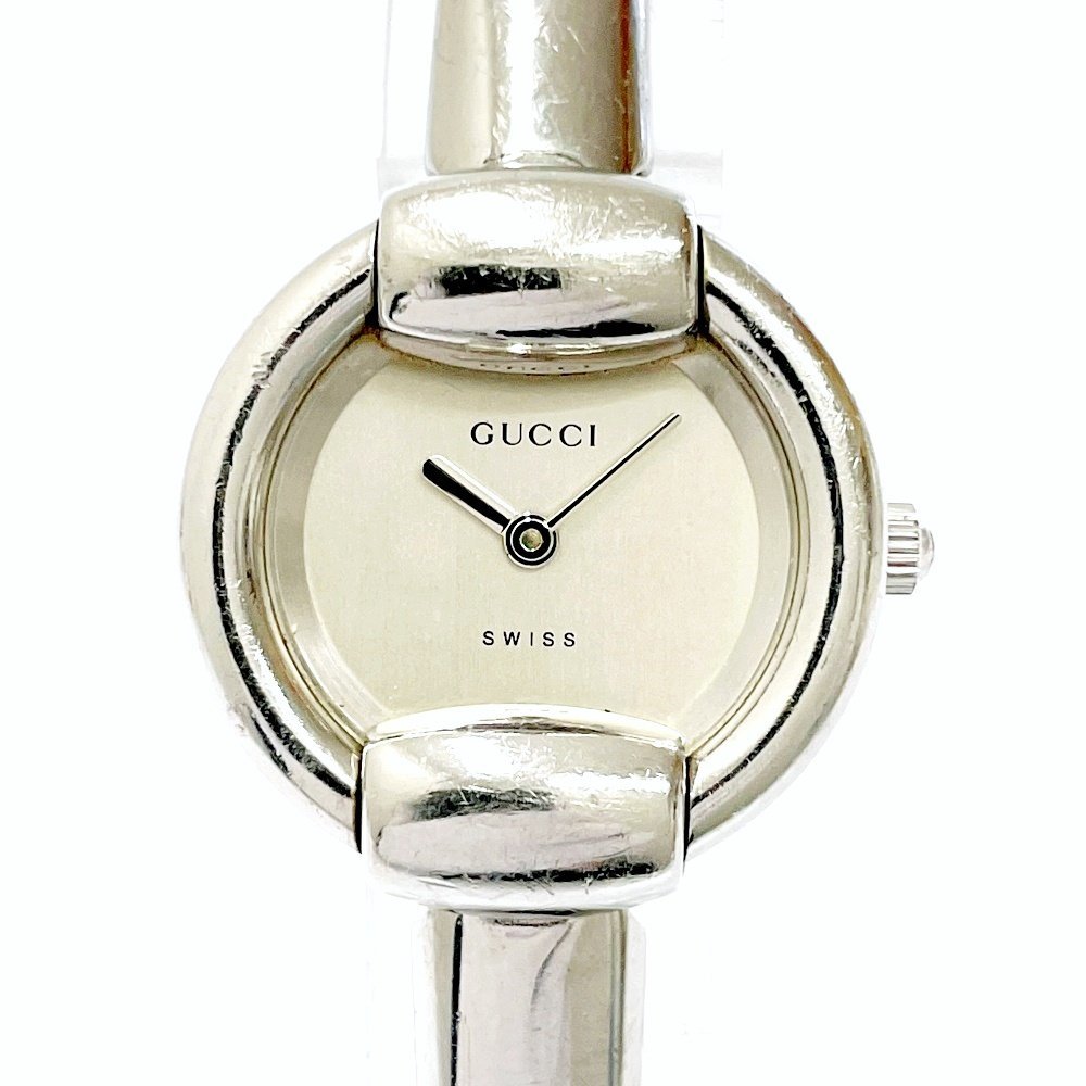 【1円スタート】GUCCI グッチ 1400L SS シルバー文字盤 クオーツ レディース腕時計 228604_画像1