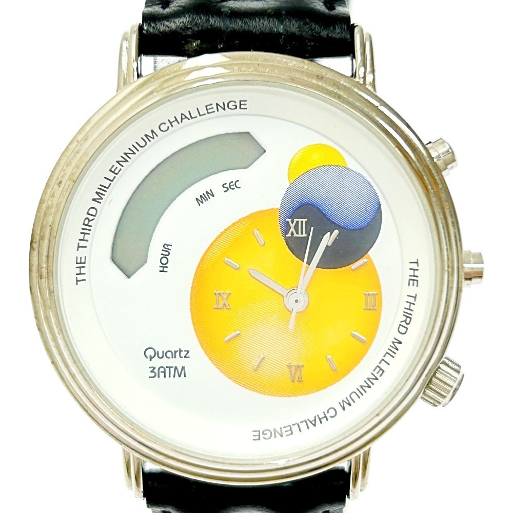 【1円スタート】Swatch スウォッチ MILLENNIUM CHALLENGE ミレニアムチャレンジ 3ATM SS ホワイト文字盤 QZ メンズ腕時計 ジャンク 228231_画像1