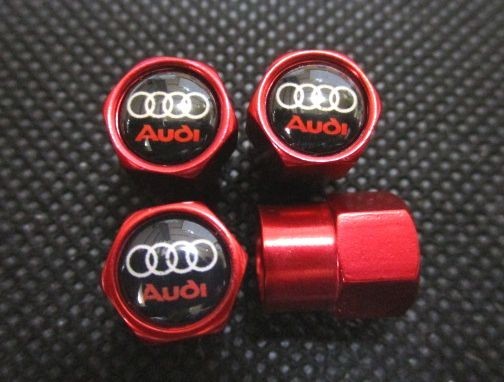 【新品・即決】アウディ Audi エアバルブ キャップ 赤 ４個セット ホイールタイヤ_画像1