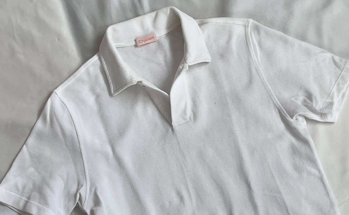 Cruciani クルチアーニ ポロシャツ 半袖 コットン 綿 ホワイト系 サイズ 46 S〜M 鹿子ポロ シャツ イタリア製