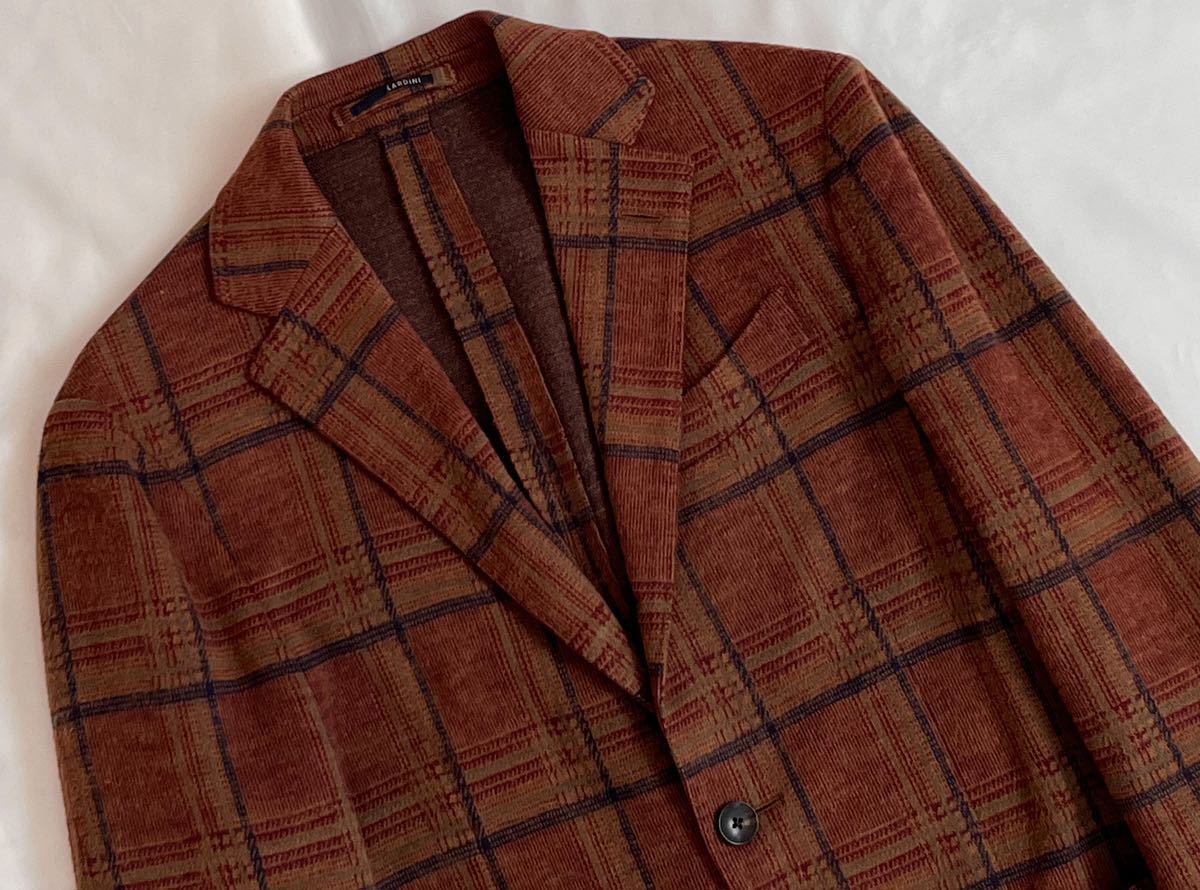 LARDINI 近年モデル ラルディーニ サイズ 44 XS〜S テーラードジャケット ブラウン系 ウール コットン イタリア製