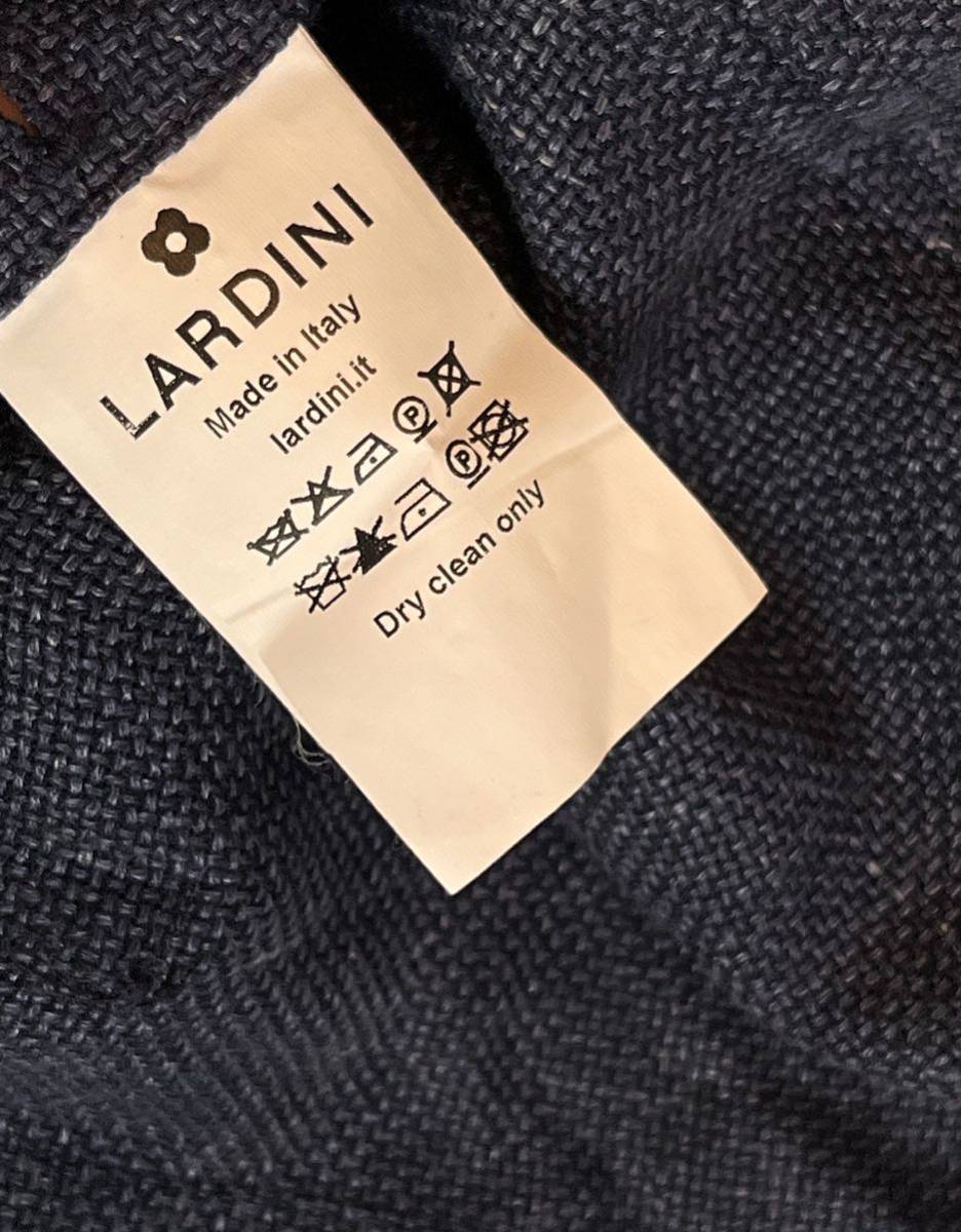 LARDINI 近年モデル ラルディーニ サイズ 46 S〜M テーラードジャケット ネイビー系 リネン コットン シルク イタリア製_画像6