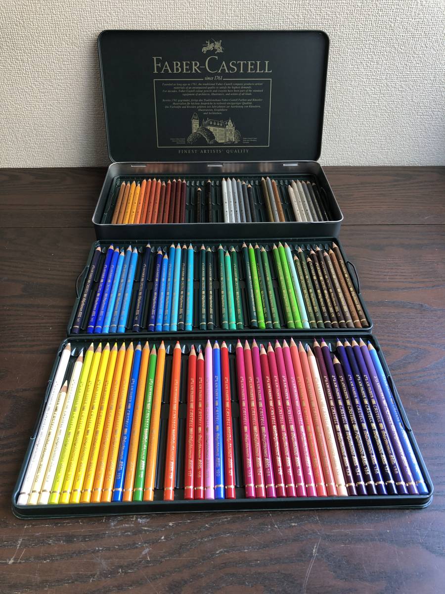 【美品中古】ファーバーカステル POLYCHROMOS 100色 色鉛筆 120色用缶ケース入り_画像1