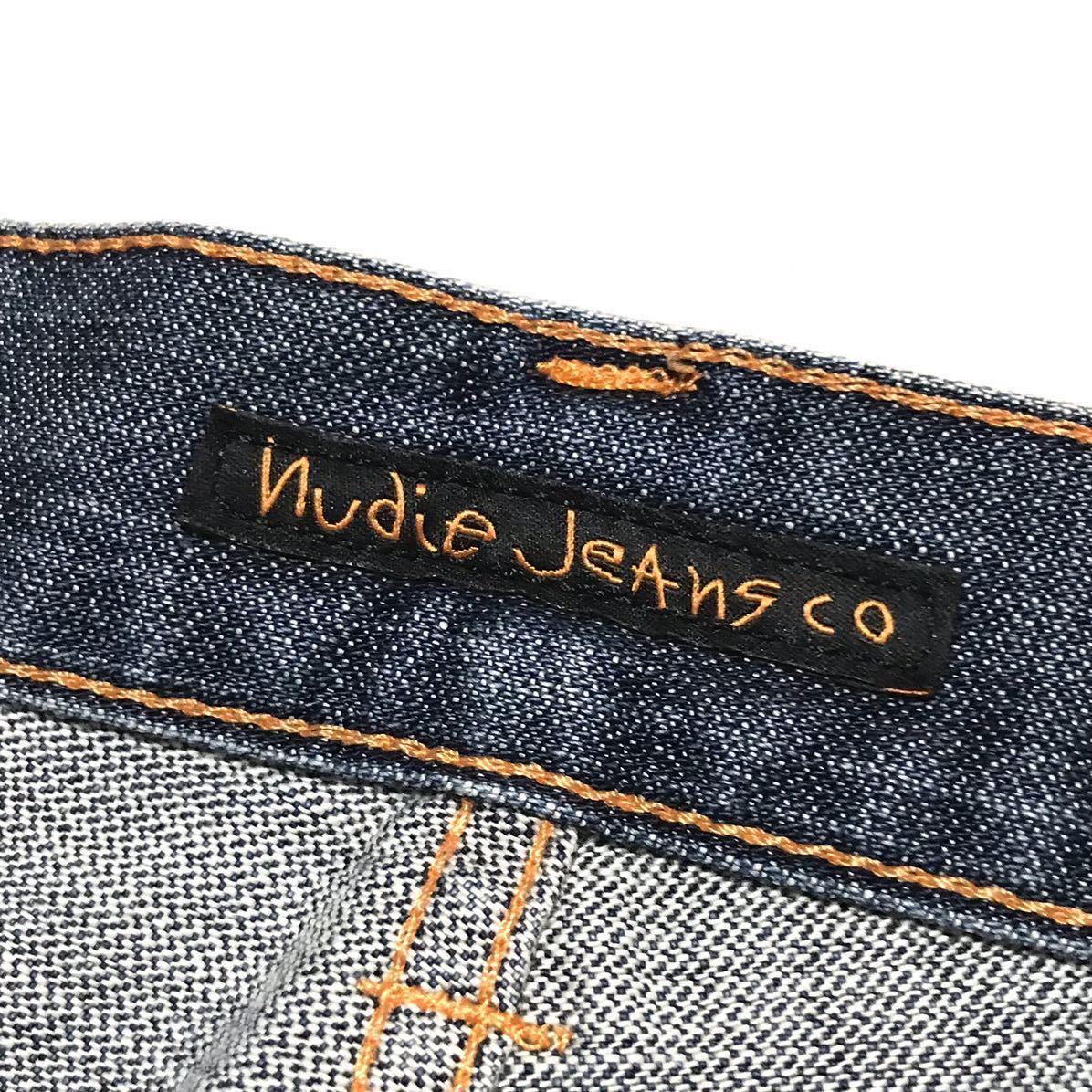【イタリア製】Nudie Jeans SLIM JIM ヌーディージーンズ スリム スキニー フレアデニムパンツ W31 ウォッシュ 色落ち加工 ジーパン 美品の画像6