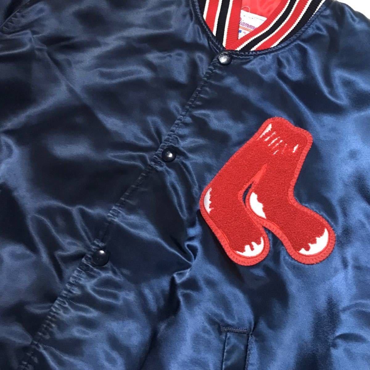 [USA производства ]90s STARTER стартер MLB красный носки Stadium жакет USA производства мужской L темно-синий Vintage нейлон куртка редкость 