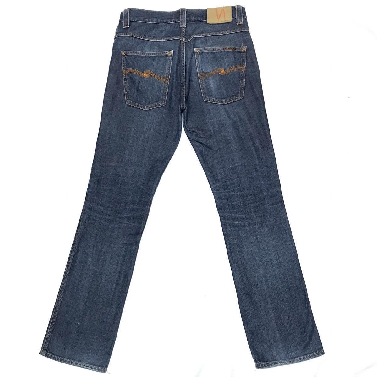 【イタリア製】Nudie Jeans SLIM JIM ヌーディージーンズ スリム スキニー フレアデニムパンツ W31 ウォッシュ 色落ち加工 ジーパン 美品の画像2