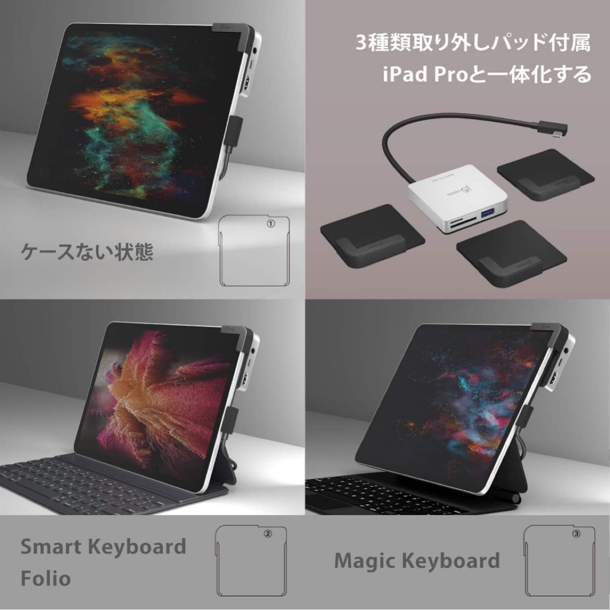 j5 create JCD612 iPad Pro専用 4K60 USB-C 7in1マルチアダプター シルバー