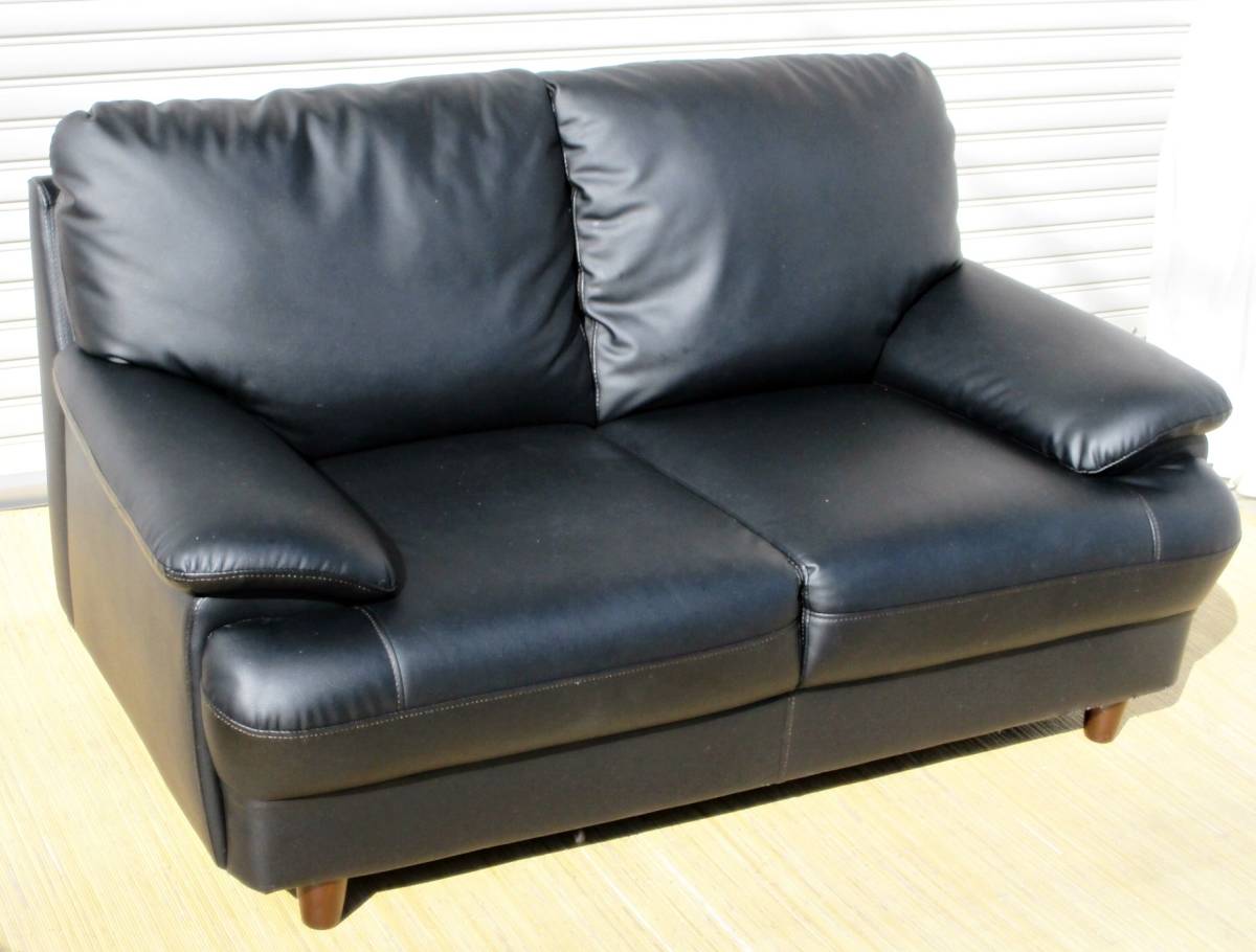 nitoli2 seater . sofa 2P N-shield CATS2 love sofa imitation leather black interior NITORI