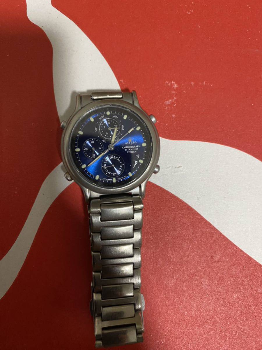 腕時計 CITIZEN ATTESA Citizen Attesa titanium wristwatch 6850-G81678 Y ANTIMAG.4800 GN-4-Sジャンク_画像1