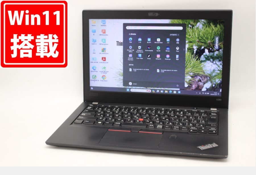  12.5型 Lenovo ThinkPad X280 Windows11 八世代 i5-8250U 8GB NVMe 256GB-SSD カメラ 無線 Office付 パソコン 税無 管:1545m