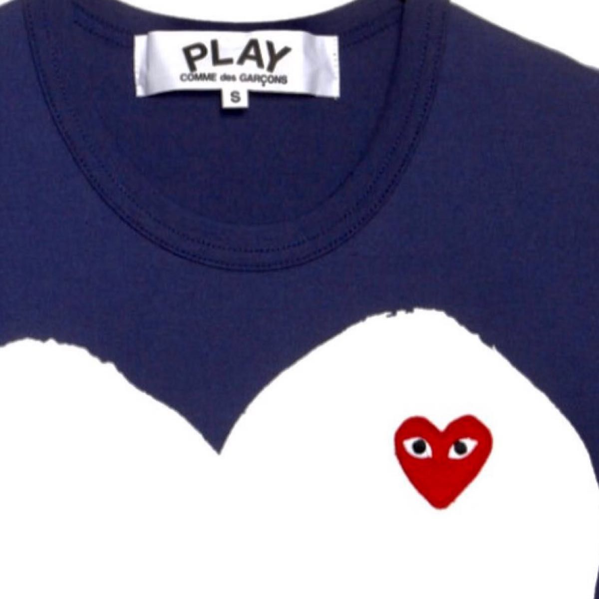 【希少・メンズ・Sサイズ】COMME des GARCONS Play（コム・デ・ギャルソン・プレイ）ロゴ Tシャツ （ネイビー）