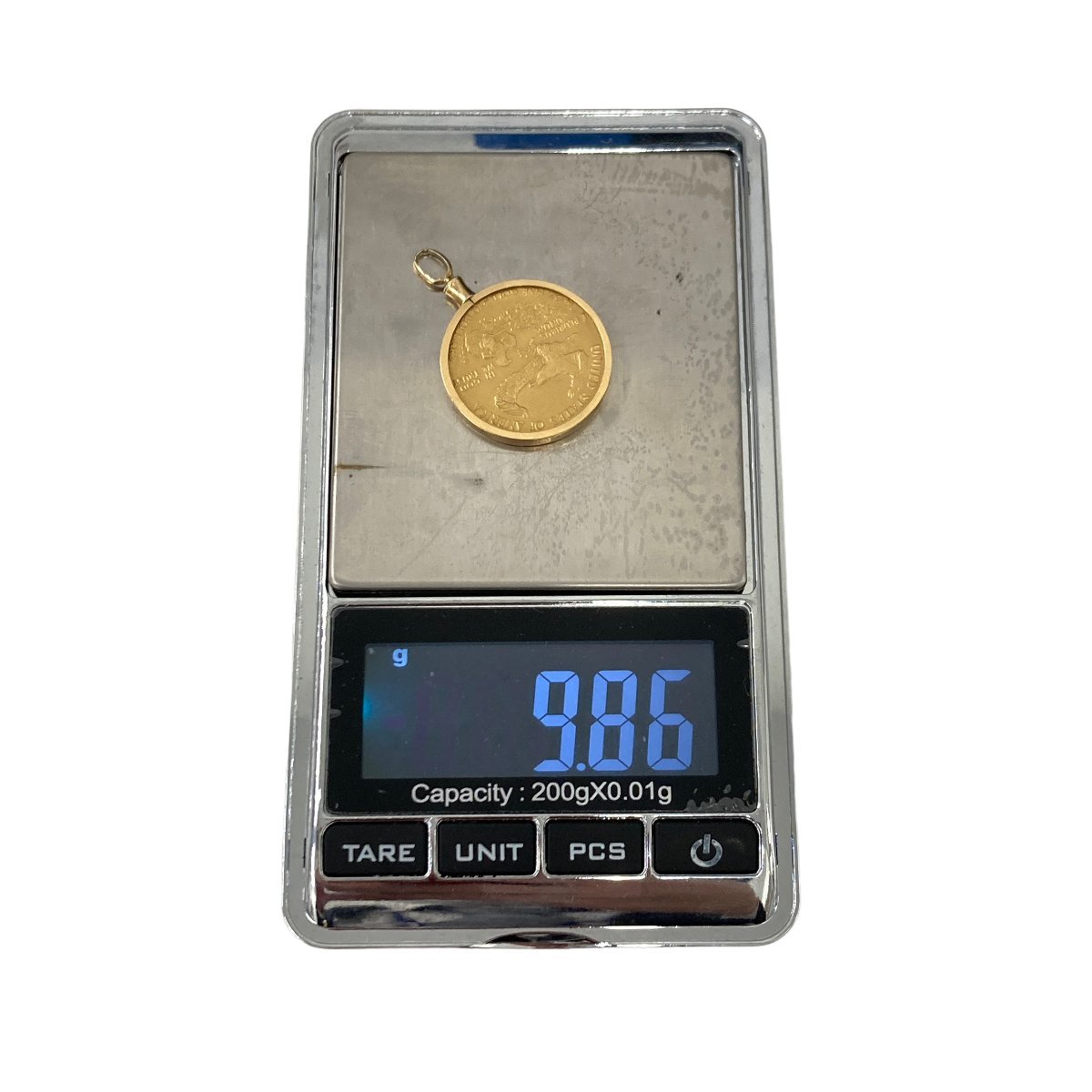 イーグルコイン女神立像コイン　1/4oz ペンダントトップ 総重量9.86g　 金貨　コインK22　枠K18_画像5