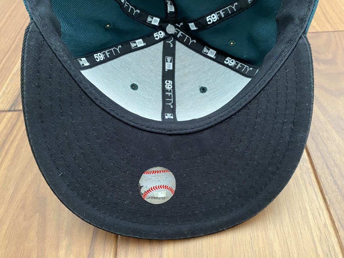 wool 毛 100% ニューエラ 59FIFTY 7 3/4 ダークグリーン ブラック ロサンゼルス ドジャース 検 NEW ERA キャップ_画像4