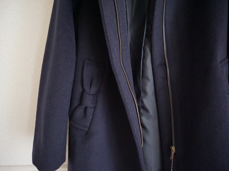 [ regular price 1.7 ten thousand ]kchu-ru brooch fur attaching f-teto coat 36 navy blue cb0 Anatelier 