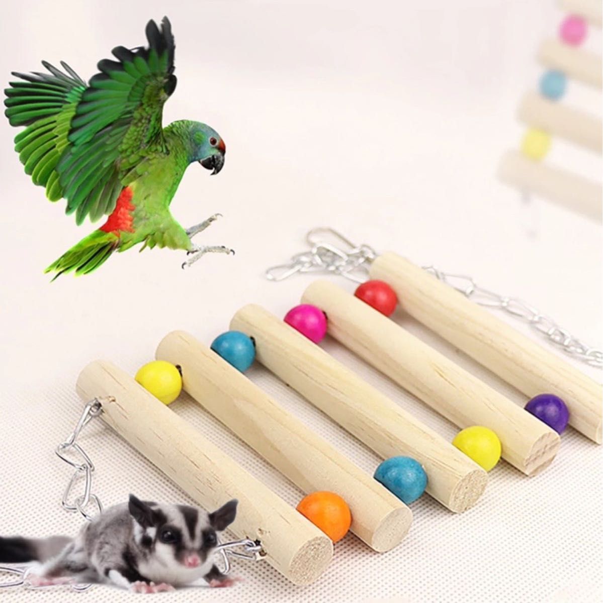 小動物鳥用品ブランコ　階段バードトイ止まり木モモンガデグーインコはしごおもちゃ