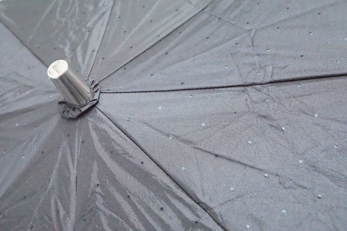 折日傘 mila schon ミラショーン 晴雨兼用折日傘 USED美品 ブラック フリル 花刺繍 ドット UV 遮光 50cm C FA8374の画像5