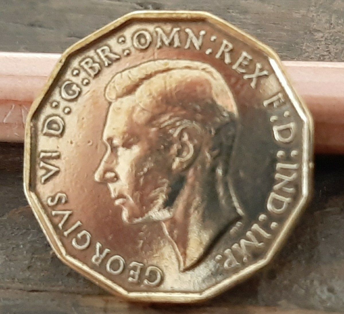1937年~1952年 英国 3ペニーコイン 50個セットイギリス 3ペンスブラス美物ジョージ王21mm x 2.5mm 6.8g
