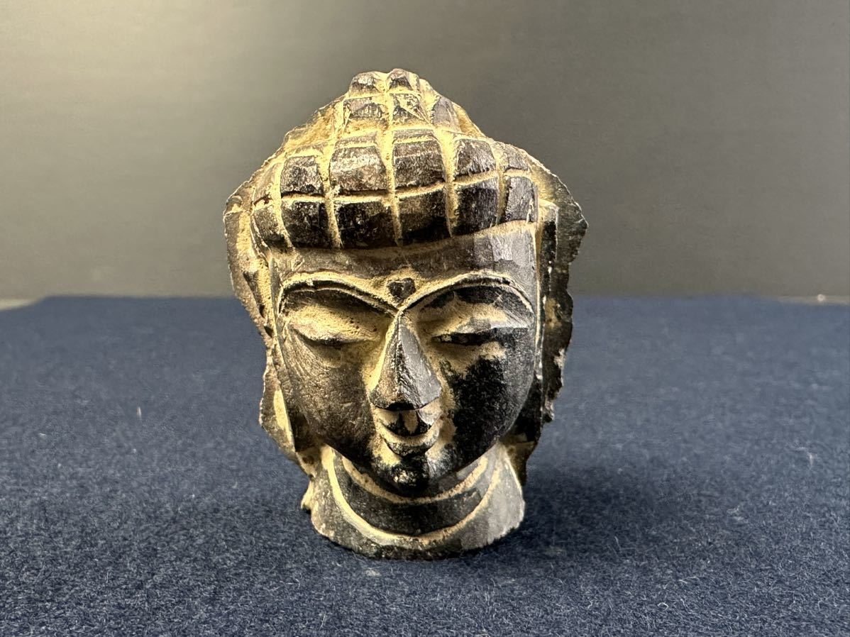 [KA443] 石像 仏像 仏頭 石仏 仏教美術 石彫 古玩 石佛_画像1