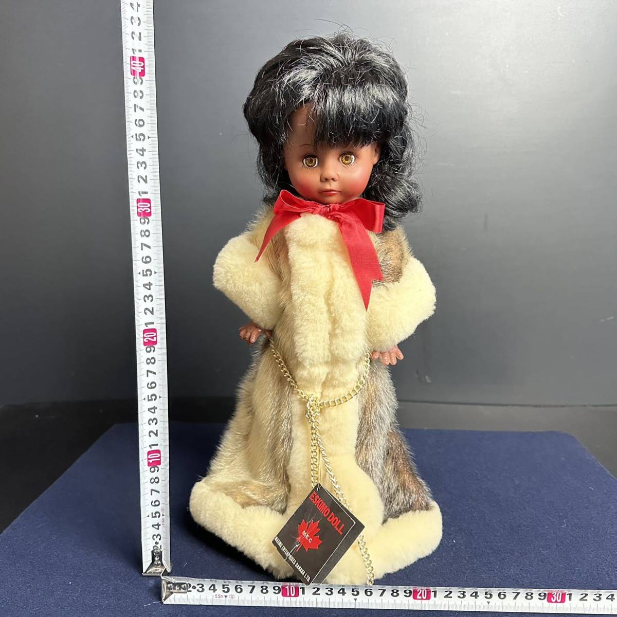 [KJ354] エスキモードール エスキモー人形 カナダ製 毛皮 高さ約42cm ハンドメイド ネイティブ カナディアン_画像9