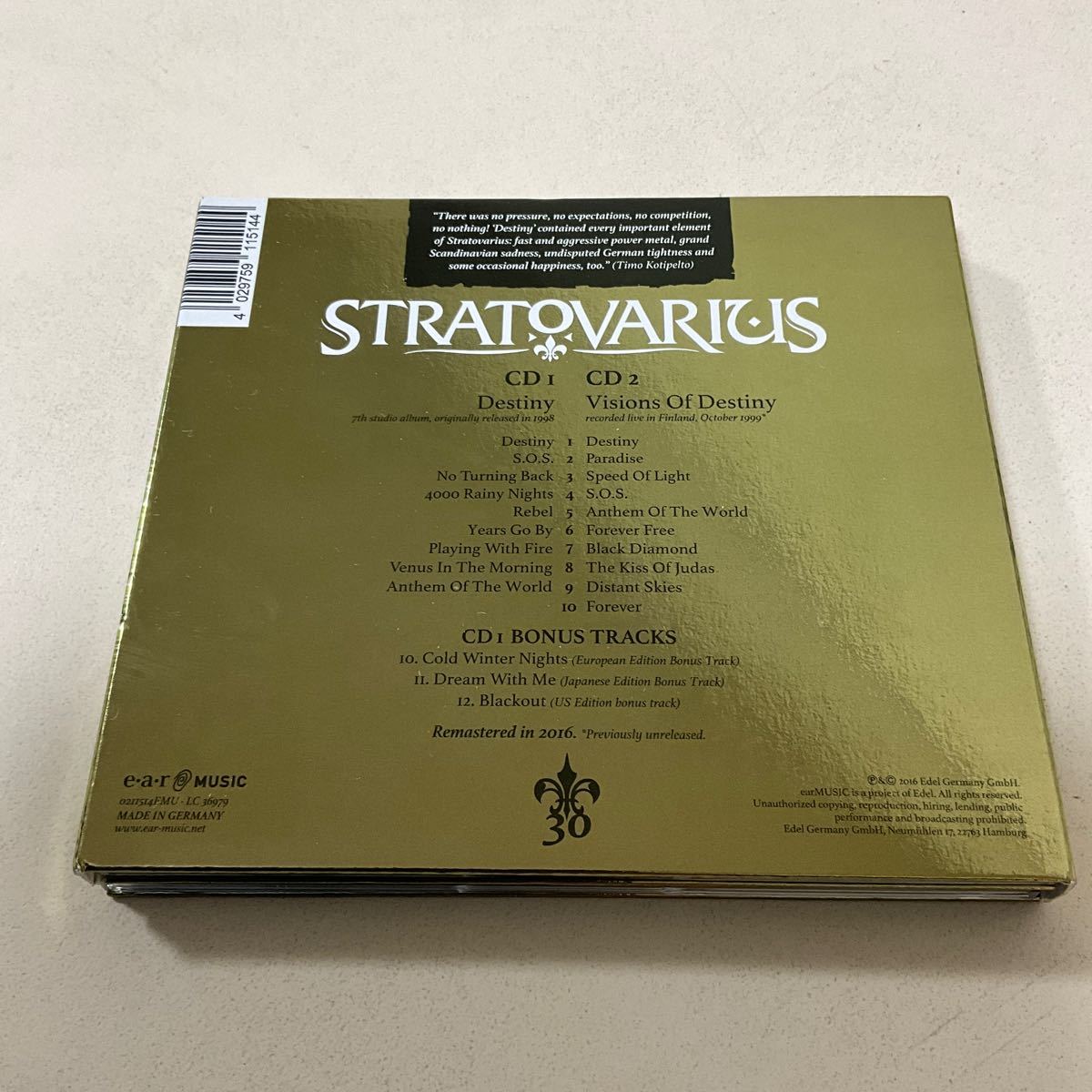 北欧メタル 2CD 限定盤 30th Stratovarius/Destiny Visions Of Destiny Live_画像5