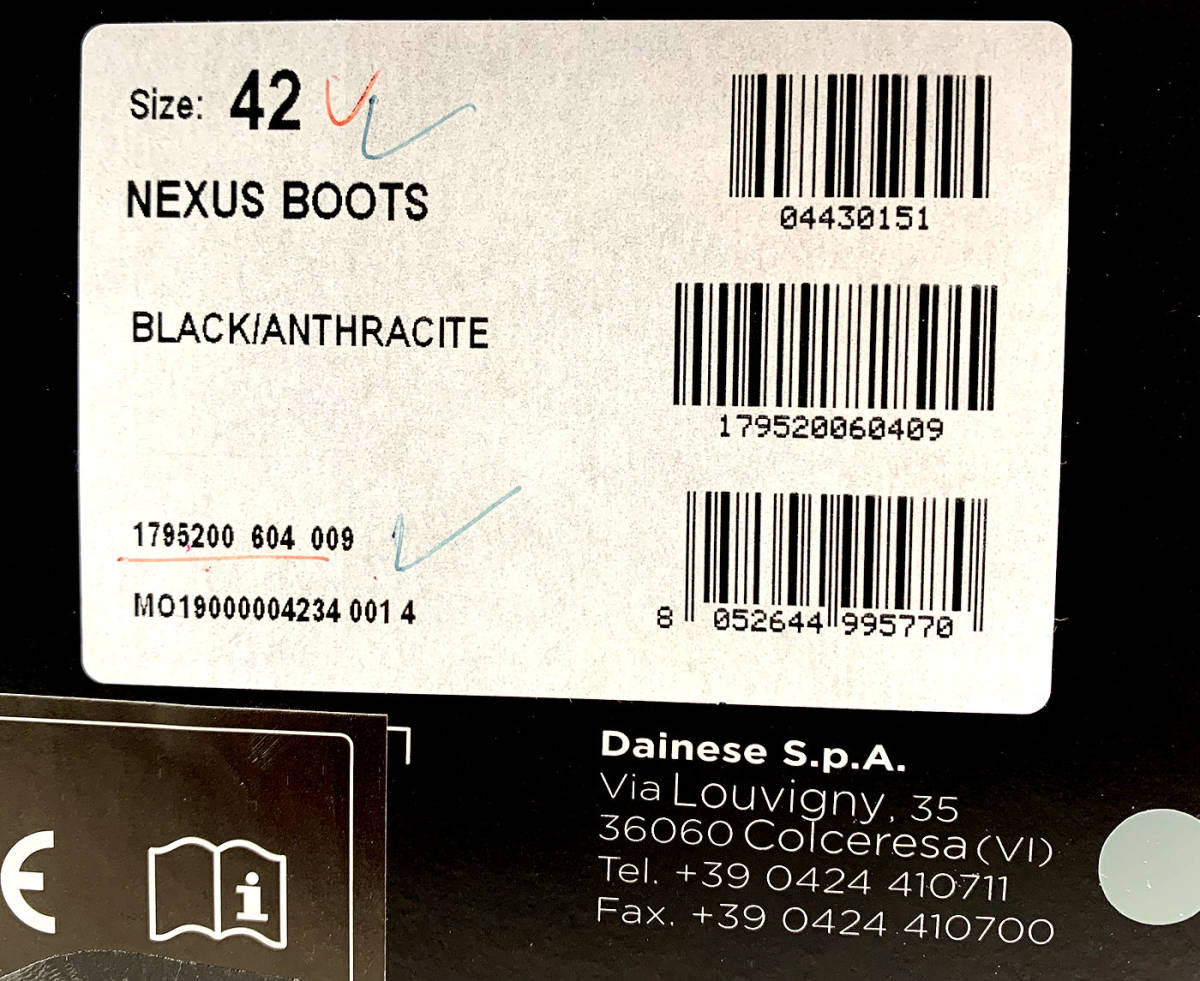 Dainese / ダイネーゼ NEXUSブーツ ブラック/アントラサイト サイズ：42 | 201795200-604-42　未使用、新品_画像8