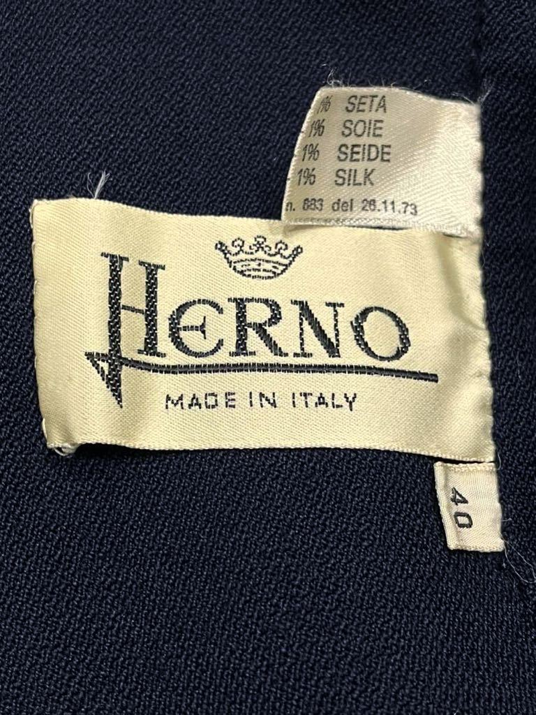 上質高級 イタリア製 HERNO ヘルノ シルク混 ウール ショートジャケット ネイビー 40サイズ レディース ○ 新規×の画像5