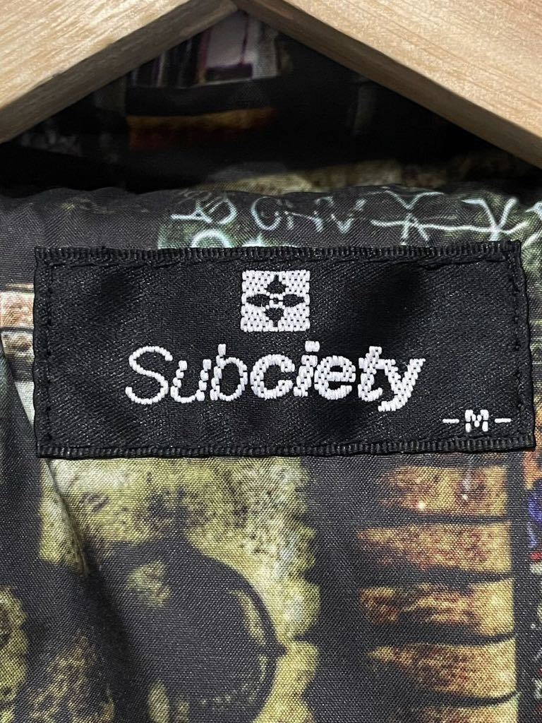 大人気モデル！ Subciety サブサエティ ダッフルコート ウール混 昇華プリント生地 裏地総柄 グレー Mサイズ メンズ 美品 新規×の画像6