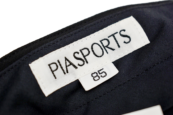 B-131* очень красивый товар *PIA SPORTS Piasports * сделано в Японии черный чёрный pi-chis gold шелк. рука .. свободно two tuck слаксы брюки 85cm