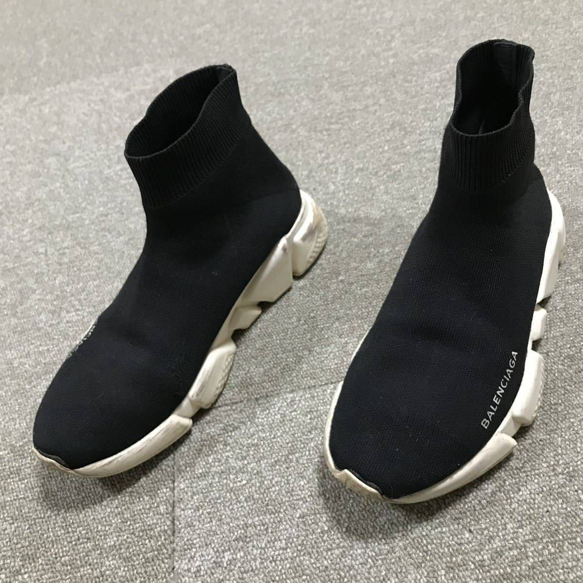 【バレンシアガ】本物 BALENCIAGA 靴 25cm 黒 スピードトレーナー スニーカー カジュアルシューズ ソックススニーカー レディース 伊製 38_画像1