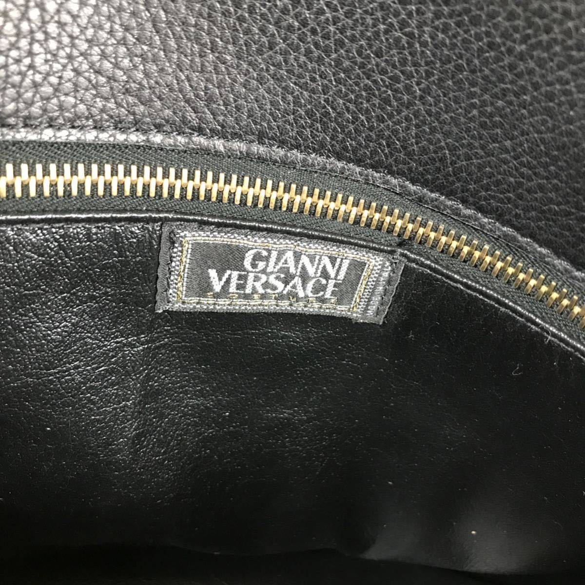 【ヴェルサーチェ】本物 GIANNI VERSACE トートバッグ 黒 メデューサ金具 ハンドバッグ 本革 レザー メンズ レディース イタリア製 保存袋_画像10