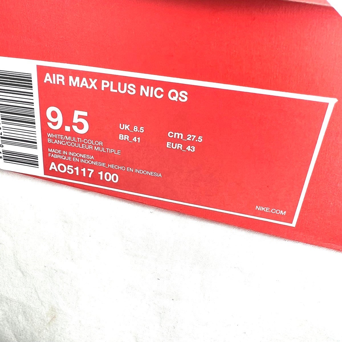 ◆NIKE◆ナイキ AIR MAX PLUS NIC QS 27.5cm マルチカラー エアマックスプラス 中古美品 札幌_画像10