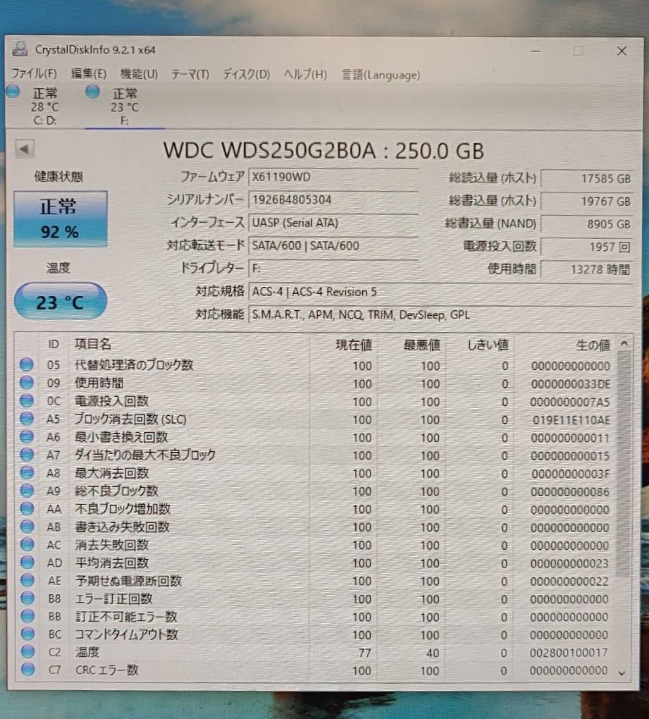 WD ウェスタンデジタル 内蔵SSD 250GB　動作確認済み_画像3