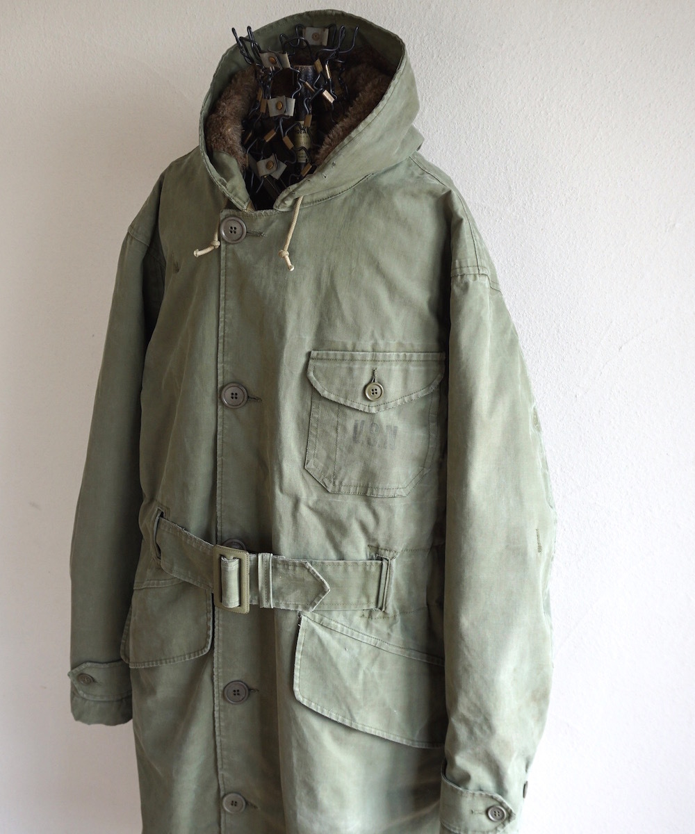 レア 1940s ヴィンテージ U.S.NAVY Torpedoman's Deck Jacket 魚雷兵 フーデッドコート 40位 アルパカ コ留めCONMAR USNステンシル 古着