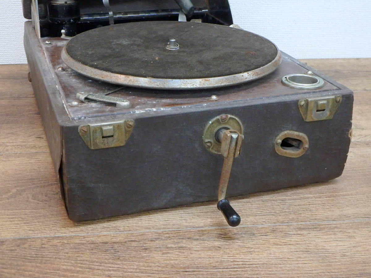 Colombia/ko rom Via portable gramophone No.210 hand turning type audio equipment / sound equipment that time thing operation not yet verification / parts taking ./ present condition goods ZU828