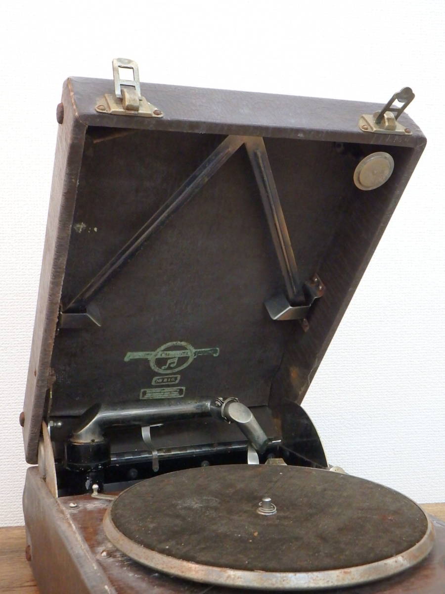 Colombia/ko rom Via portable gramophone No.210 hand turning type audio equipment / sound equipment that time thing operation not yet verification / parts taking ./ present condition goods ZU828