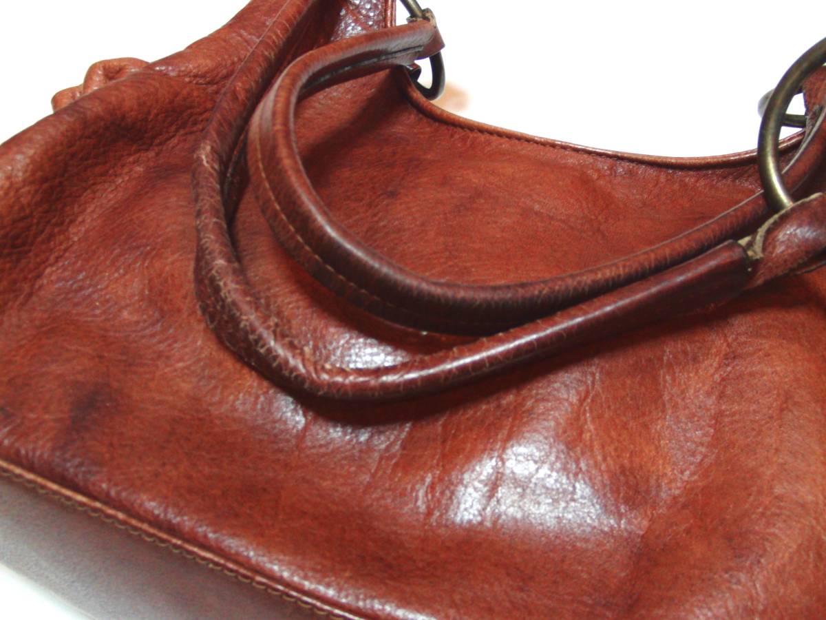 即決早勝!参価2.5万神戸セレクト購入STEPHENオールレザーバッグ【GENUINE LEATHER】伊製ステファン総革ショルダーバッグ☆本革肩掛けバッグ_画像4