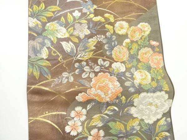 ys6880368; 露芝に草花模様織出し袋帯（サービス品）【リサイクル】【着】_画像2