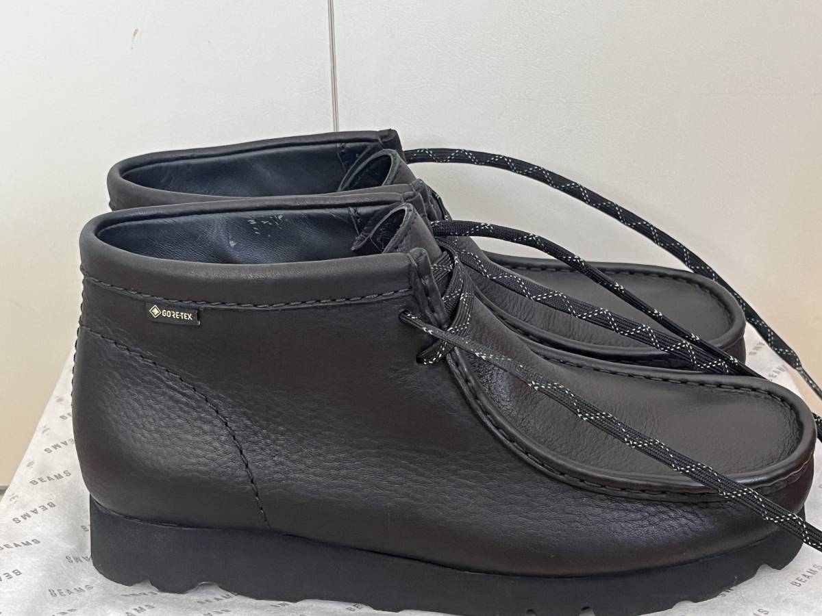 【M112】CLARKS/BEAMS 別注 GORE-TEX UK7 1/2 EUR 41 1/2 JP 25.5cm ワラビー ブーツ 色 黒 革製 箱付き _画像4