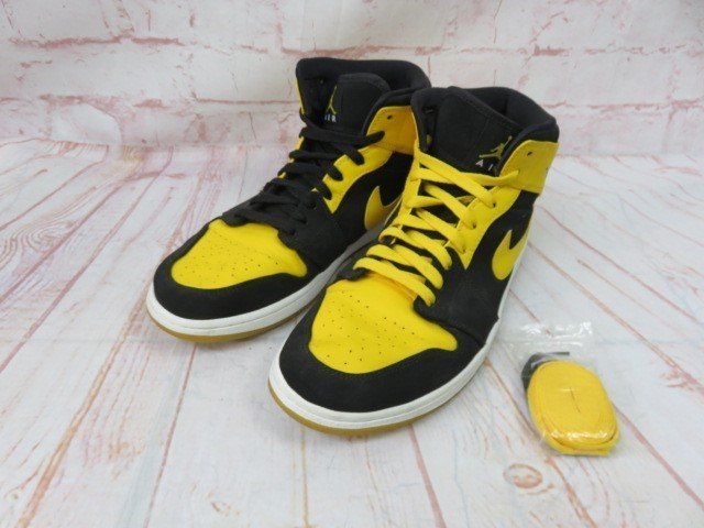 NIKE ナイキ AIR JORDAN 1 MID エアジョーダン 554724-035 ブラック イエロー 28.5cm 991714344＃5_画像1