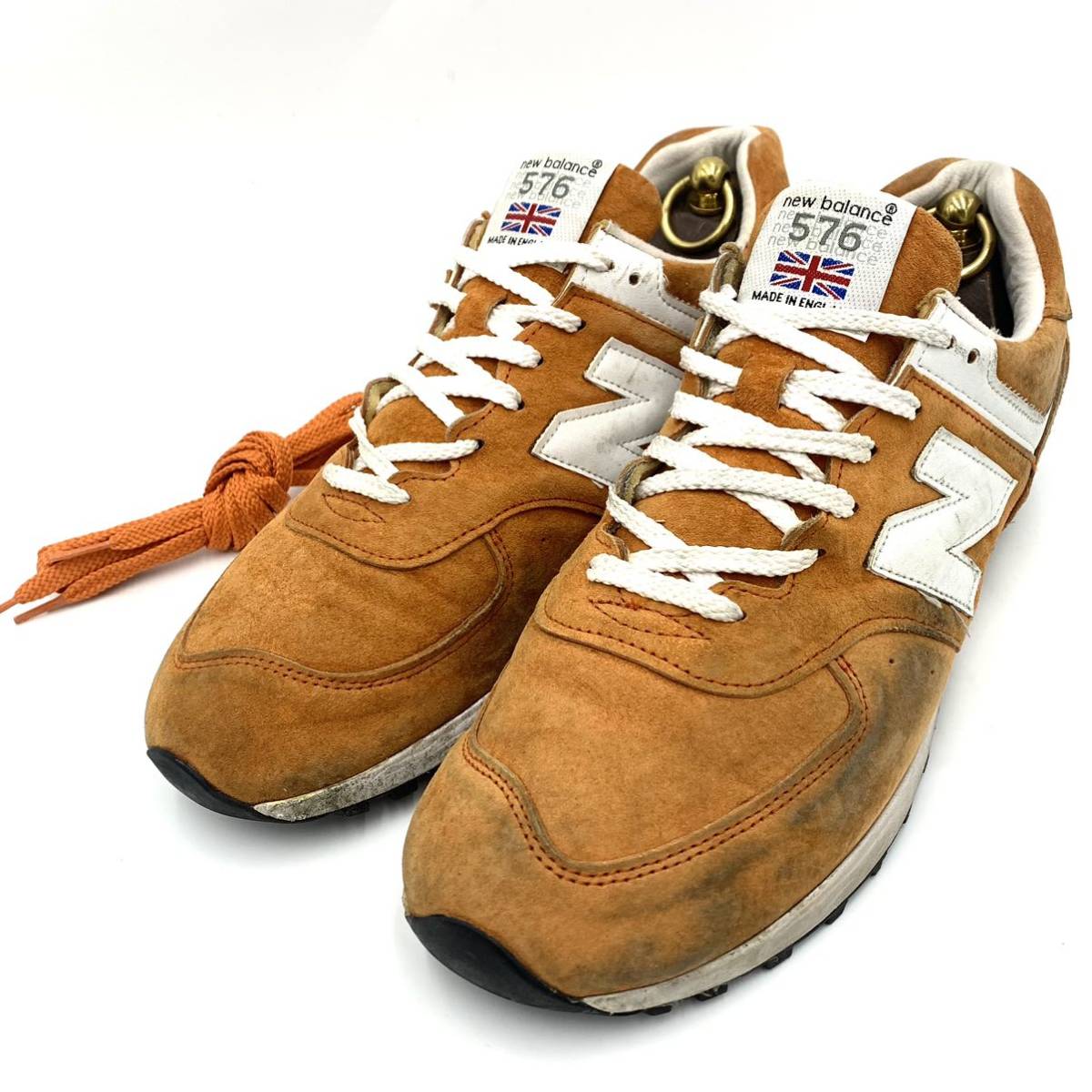 E ☆ 名作モデル!! '英国製' NEW BALANCE ニューバランス M 576 OO ローカット レザースニーカー UK10.5 29.5替えシューレース付 シューズ_画像1